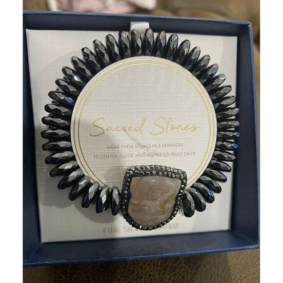 Paige Harper Pair Of 2 Slider Bracelets Fine Silver Plated Sacred Stones - Picture 3 of 6